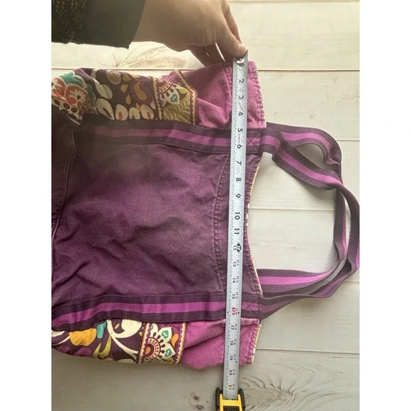 Vera Bradley Colorblock Canvas Tote Crazy Plum Purple Paisley Large 0632 - Picture 5 of 11